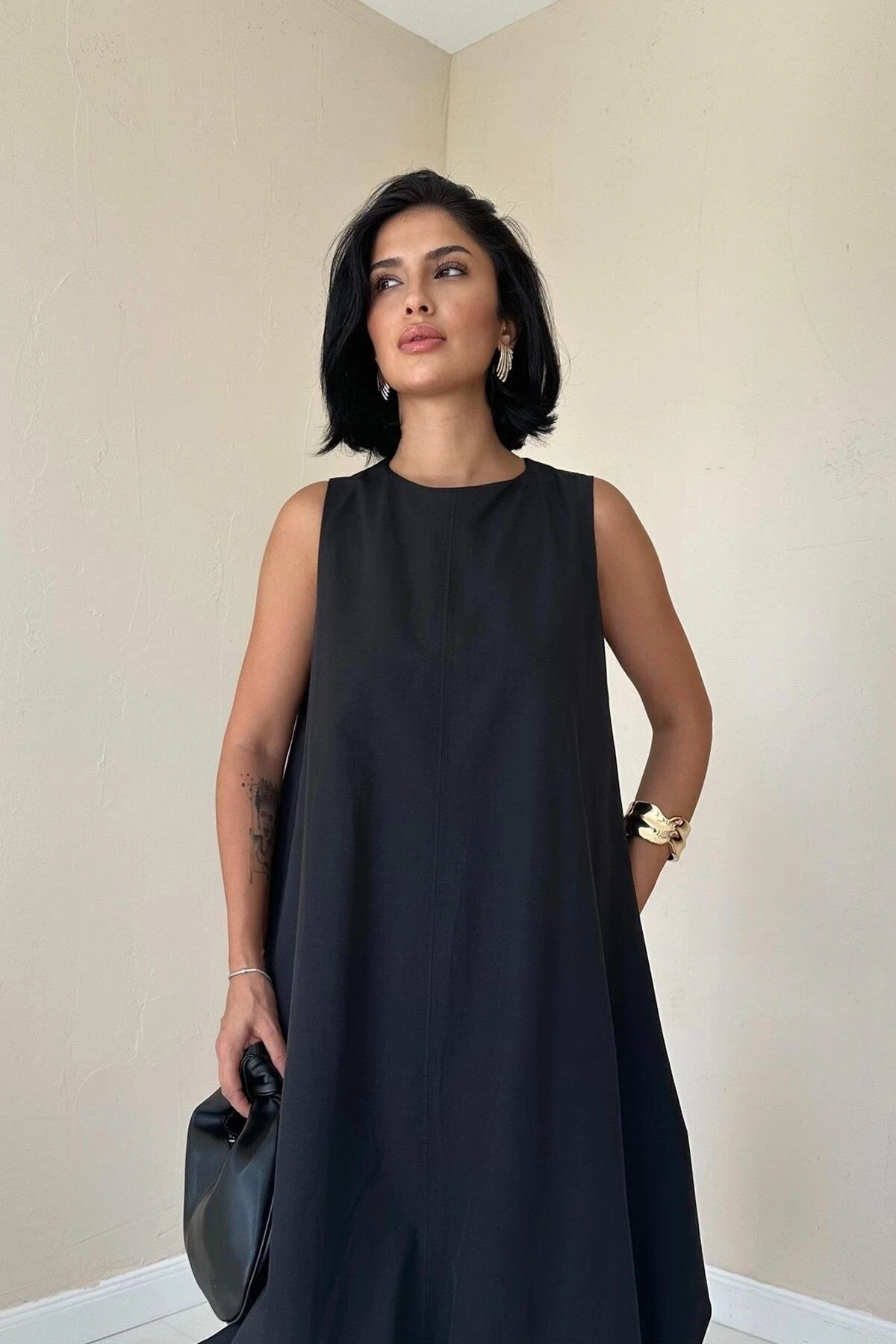 Comfort Balon Elbise Siyah