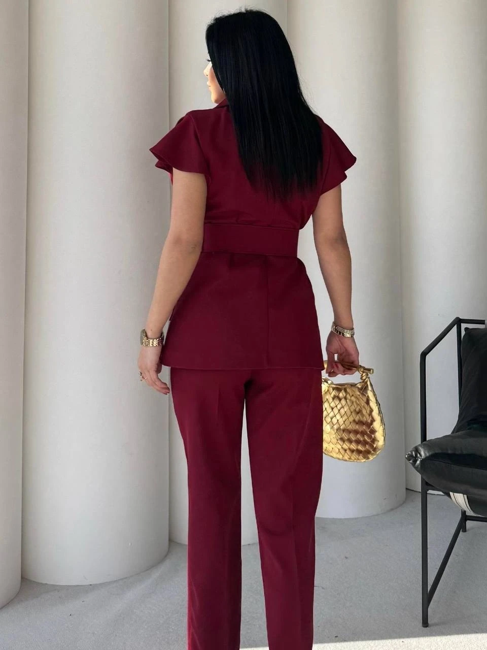 Dabıl Kumaş Yelek Pantalon Takım Bordo