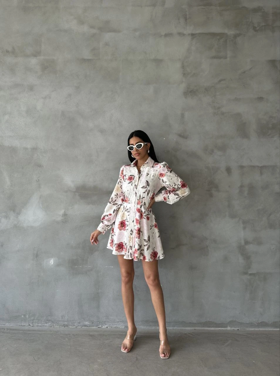 Dantel ve Güpür Detaylı Desenli Elbise