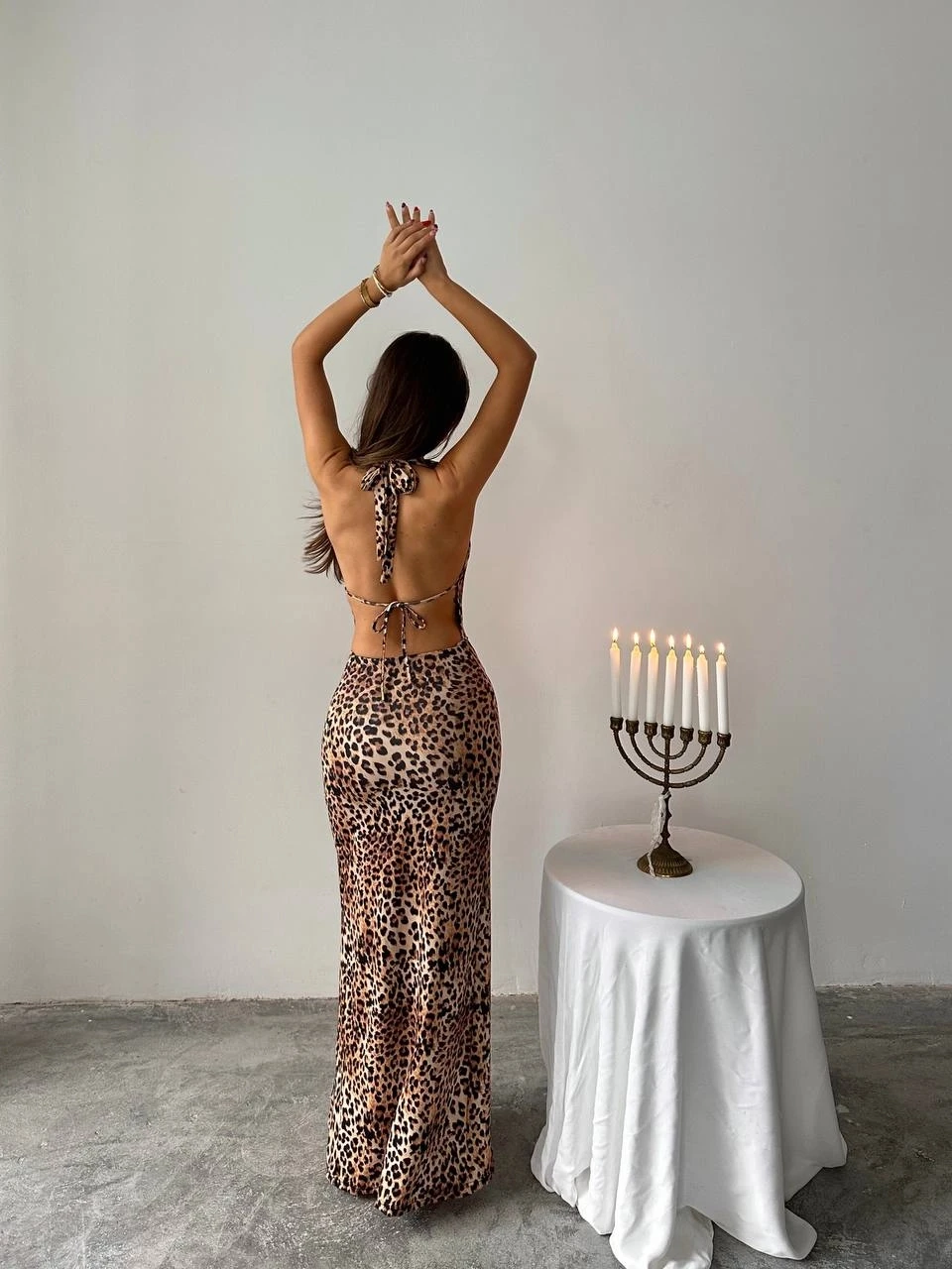 Degaje Yaka Maxi Yırtmaç Detay Elbise