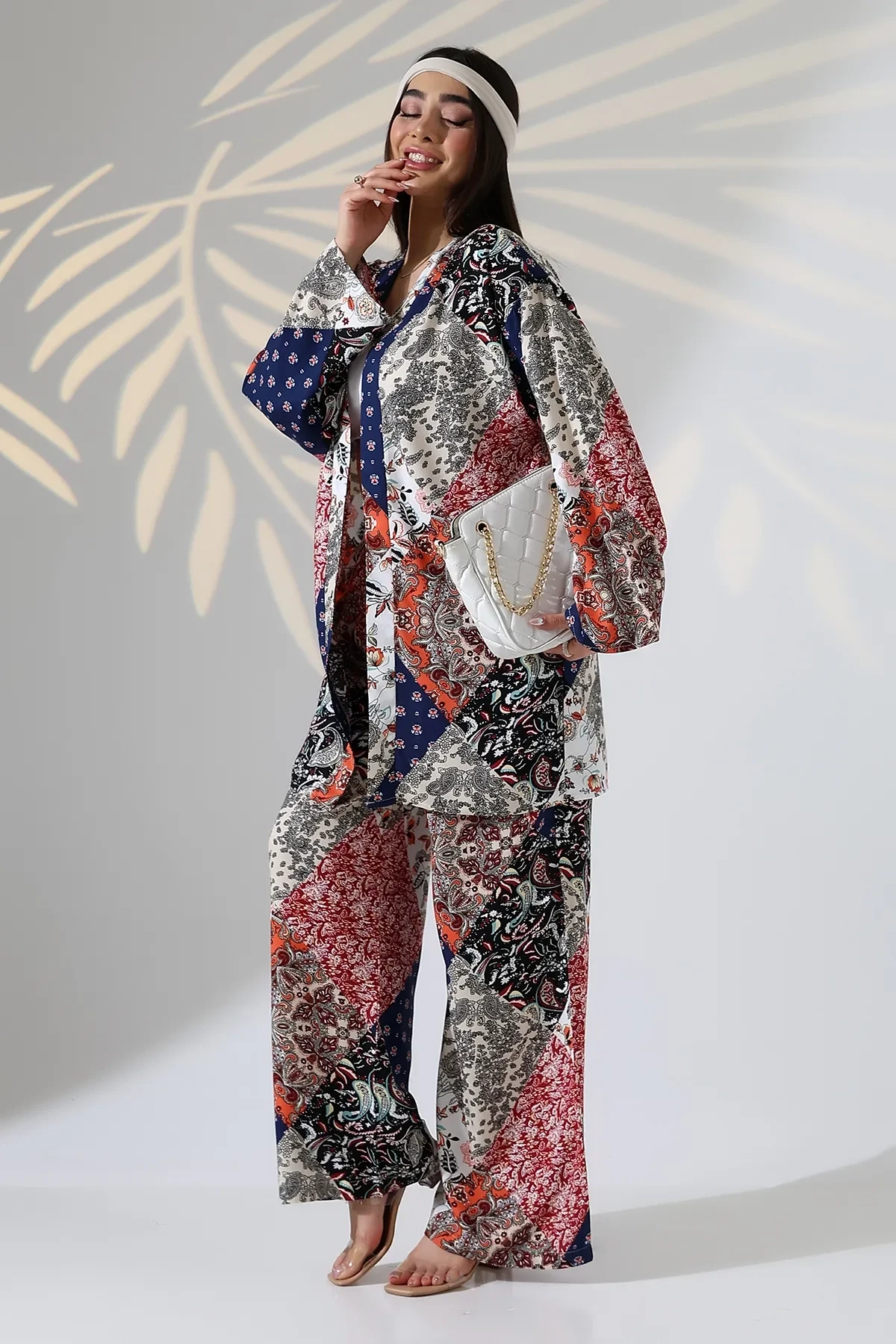 Desenli Viskon Kimano Alt Üst Takım