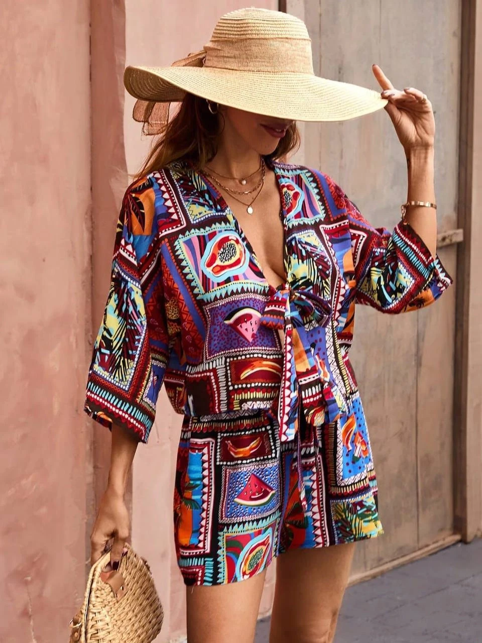 Dokuma Viskon Şortlu Takım