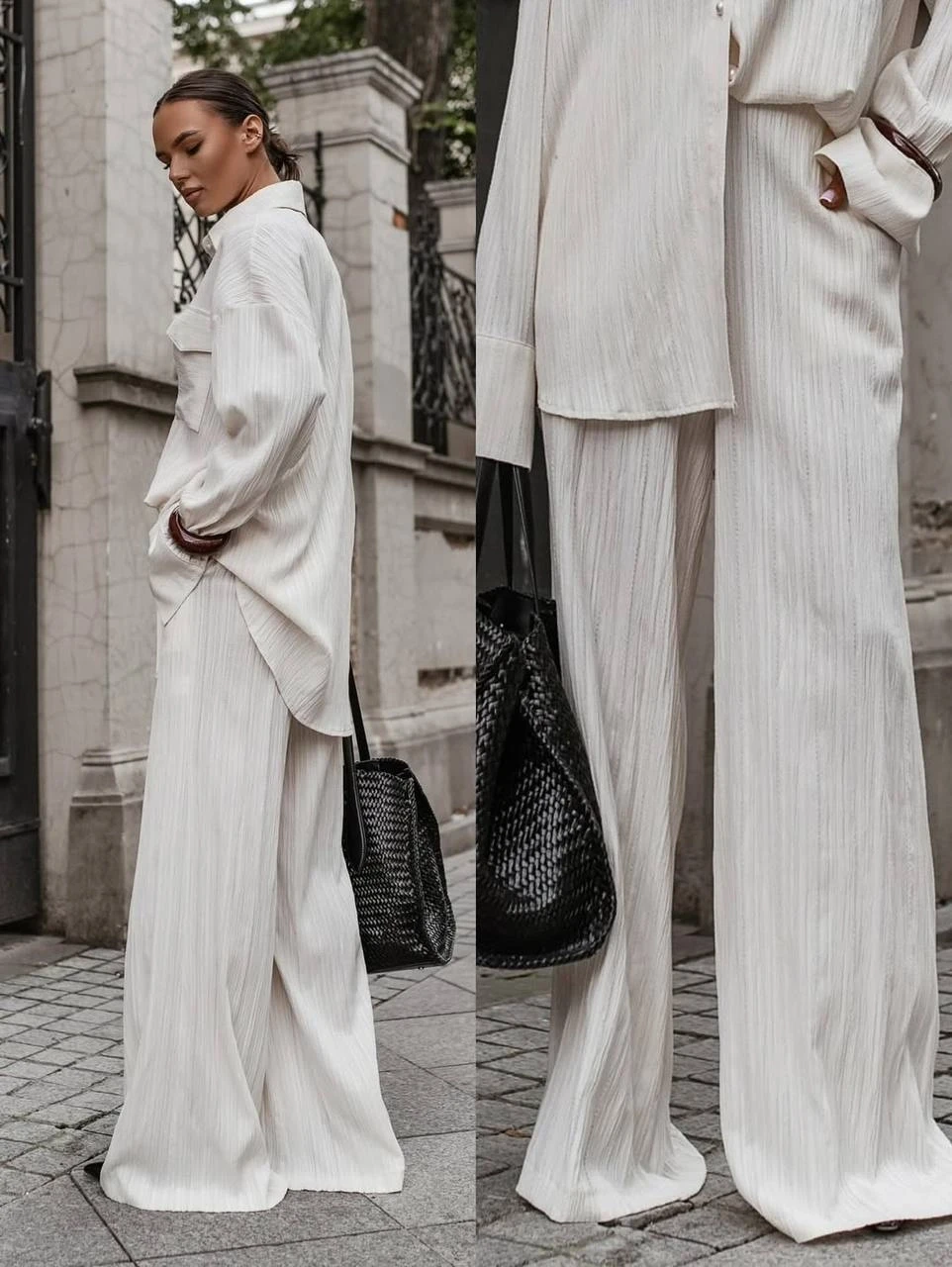 Gömlek Pantalon Tasarım Takım Ekru