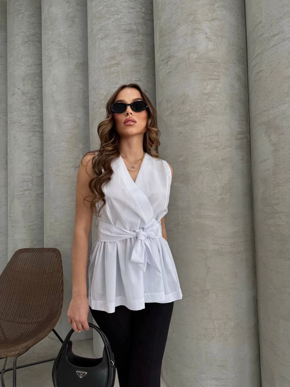 İthal Dakron Kumaş Bağlama Bluz