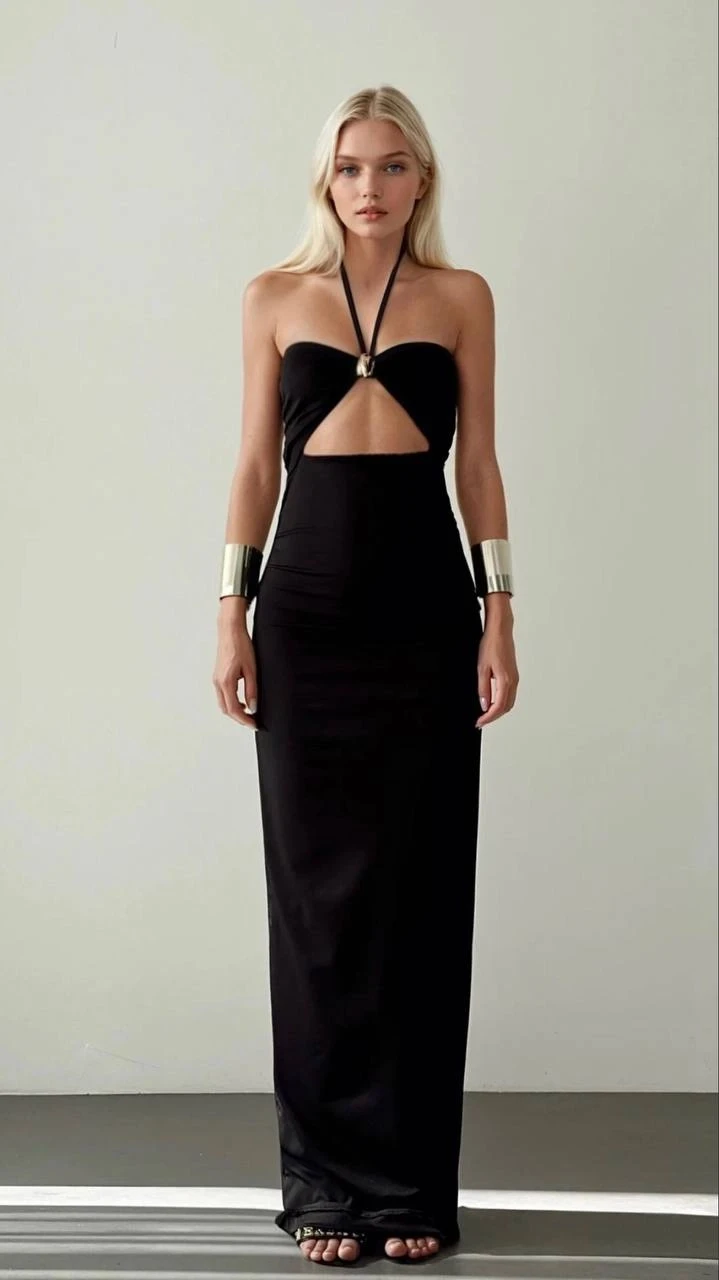 İthal Modal Kumaş Likralı Aksesuar Detay Elbise