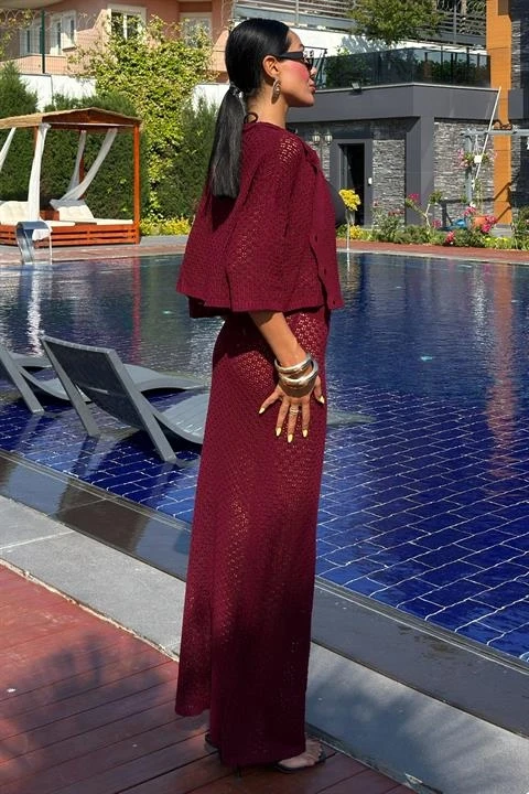 Jenny Ajurlu Etek Takım Bordo