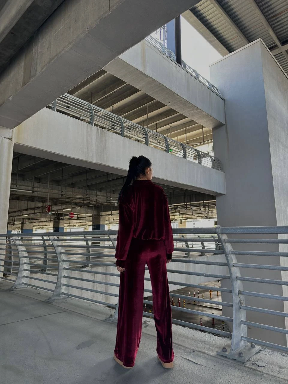 Kadife Fermuarlı Alt Üst Takım Bordo