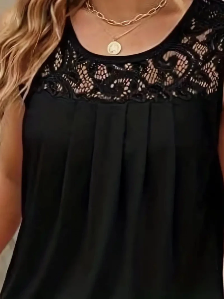 Askılı Yuvarlak Yaka Dantel Detaylı Viskon Bluz