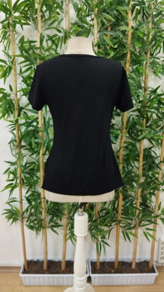 Kısa Kollu Asimetrik Kesim Bel Büzgü Düğüm Detay Viskon Bluz