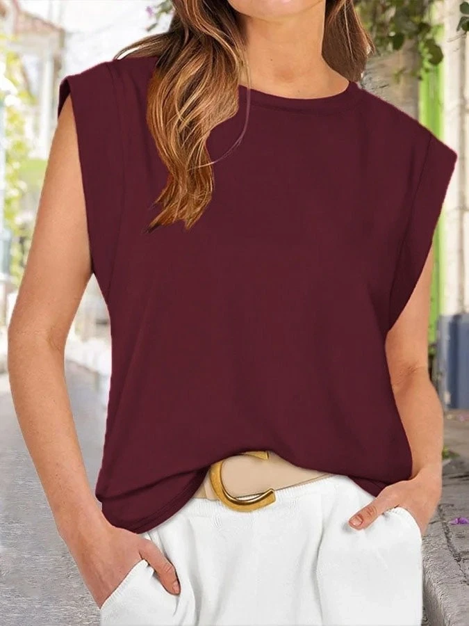 Kısa Kollu Bisiklet Yaka Viskon Bluz