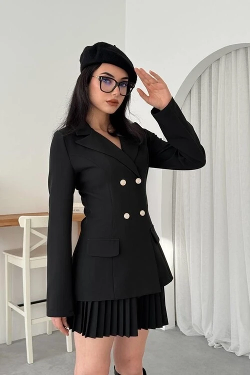 Kastil Pileli Ceket Etek Takım