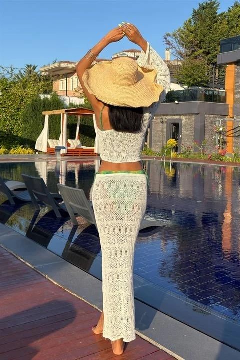 Katy Ajurlu Tek Kol Takım Beyaz