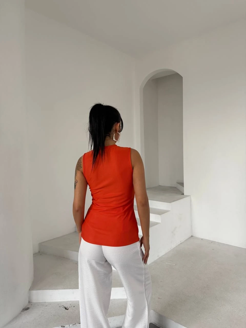 Ottoman Düğme Detay Bluz Turuncu