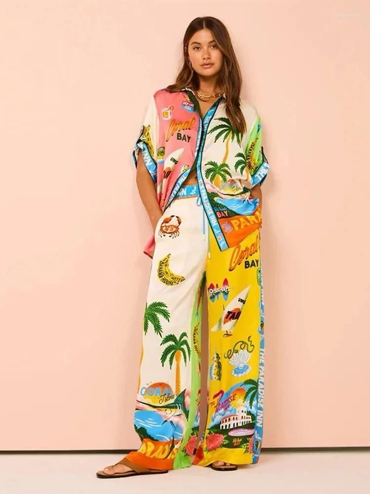 Paradise Desenli Takım İthal Hawai Kumas