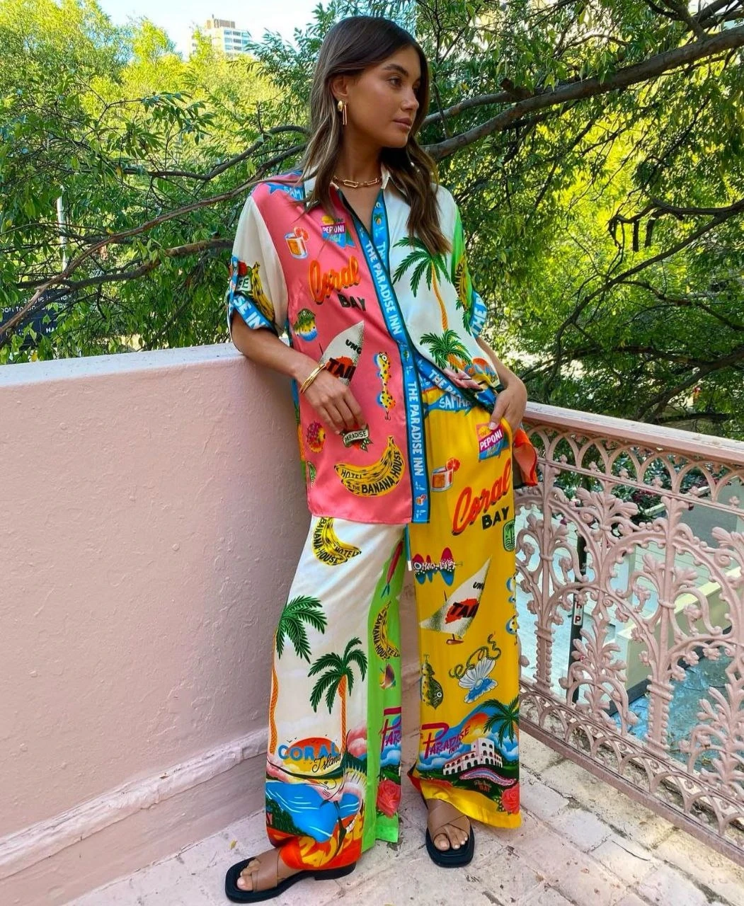 Paradise Desenli Takım İthal Hawai Kumas