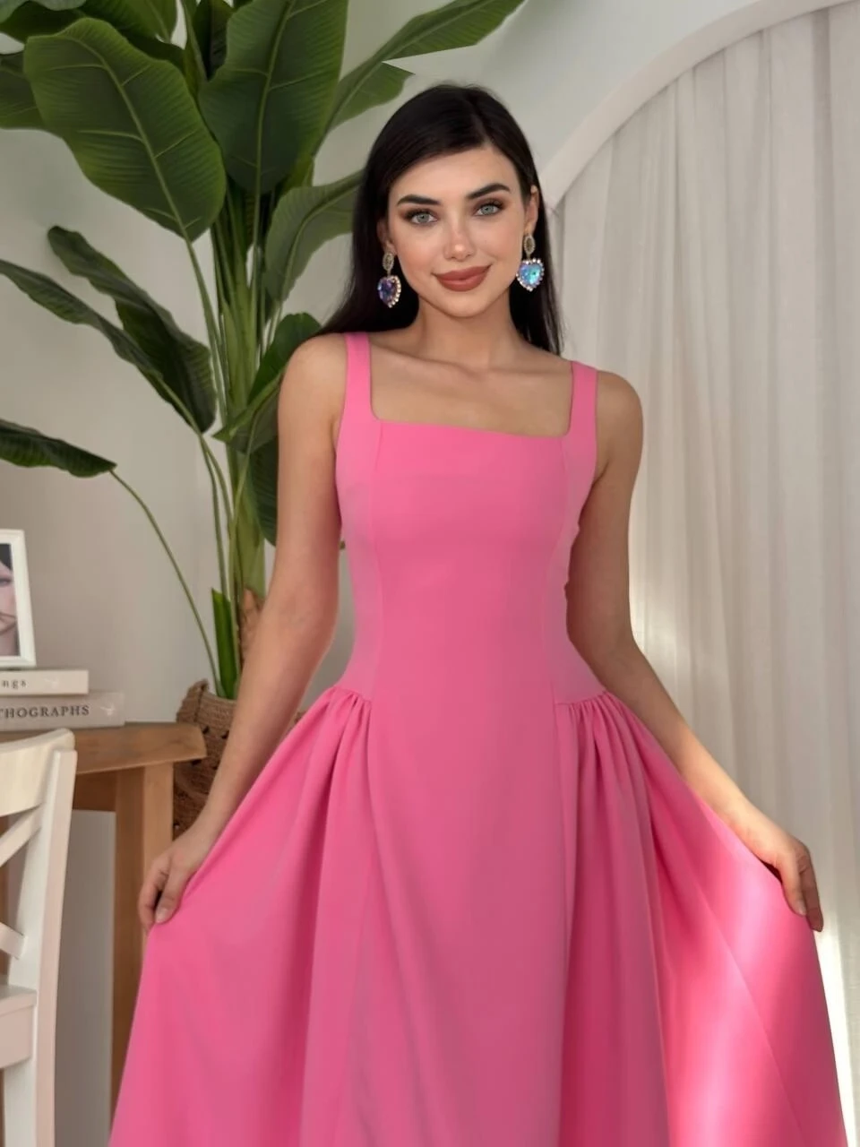 Piliseli Elbise Pembe