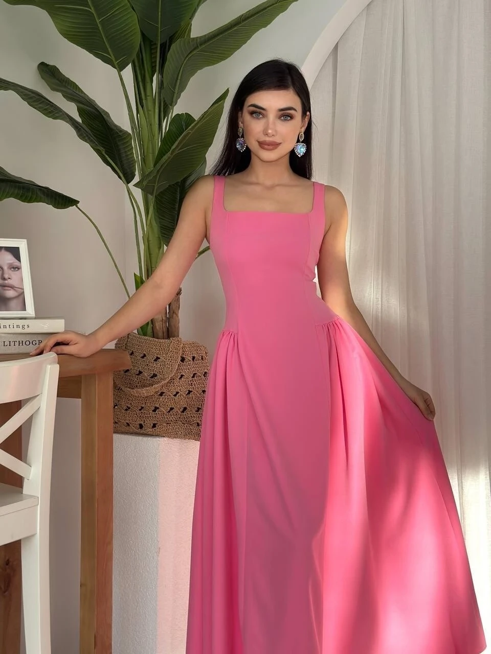 Piliseli Elbise Pembe