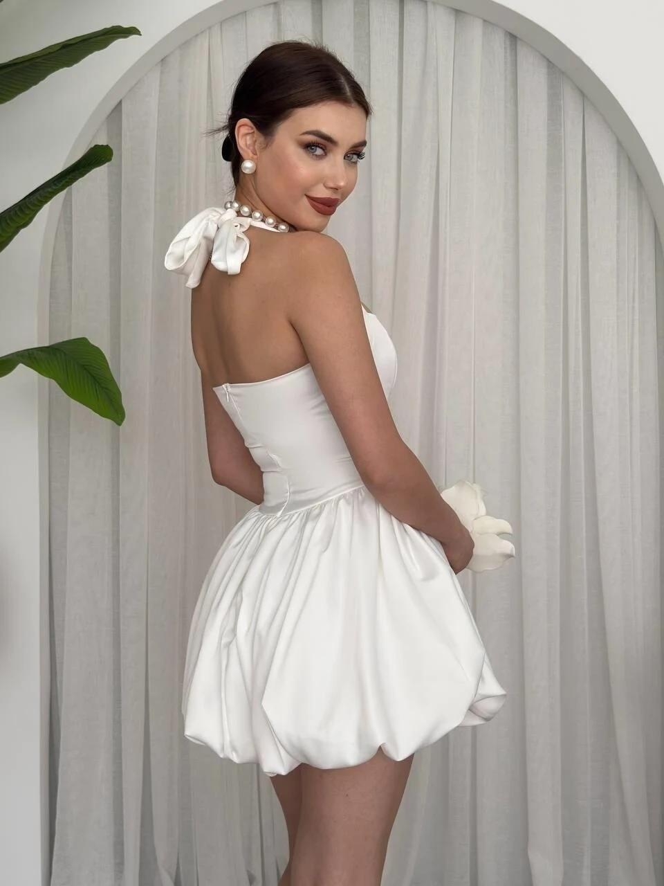 Slim Mini Elbise Beyaz