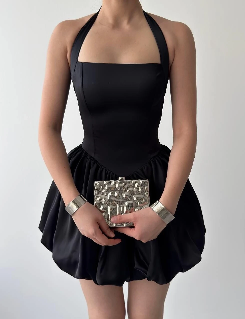 Slim Mini Elbise Siyah