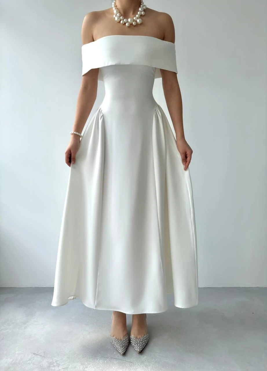 Stars Straplez Elbise Beyaz