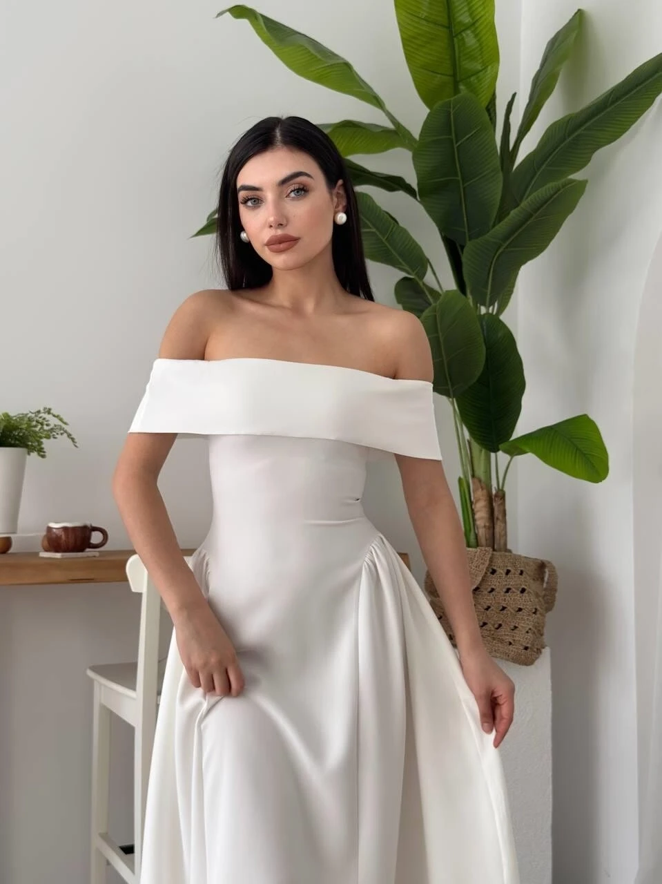 Stars Straplez Elbise Beyaz