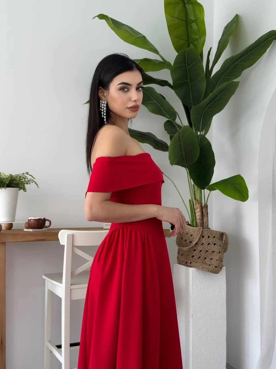 Stars Straplez Elbise Kırmızı