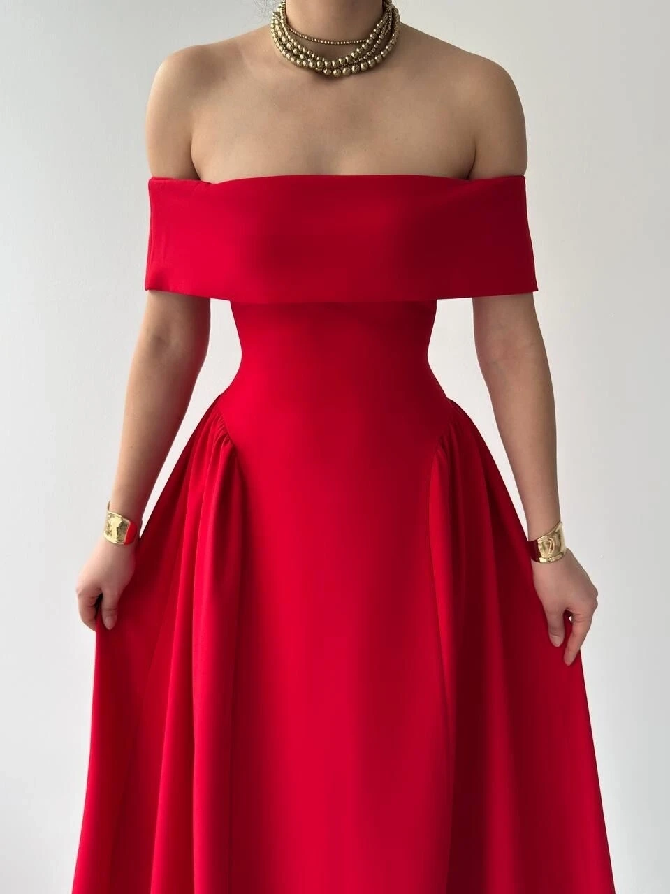 Stars Straplez Elbise Kırmızı