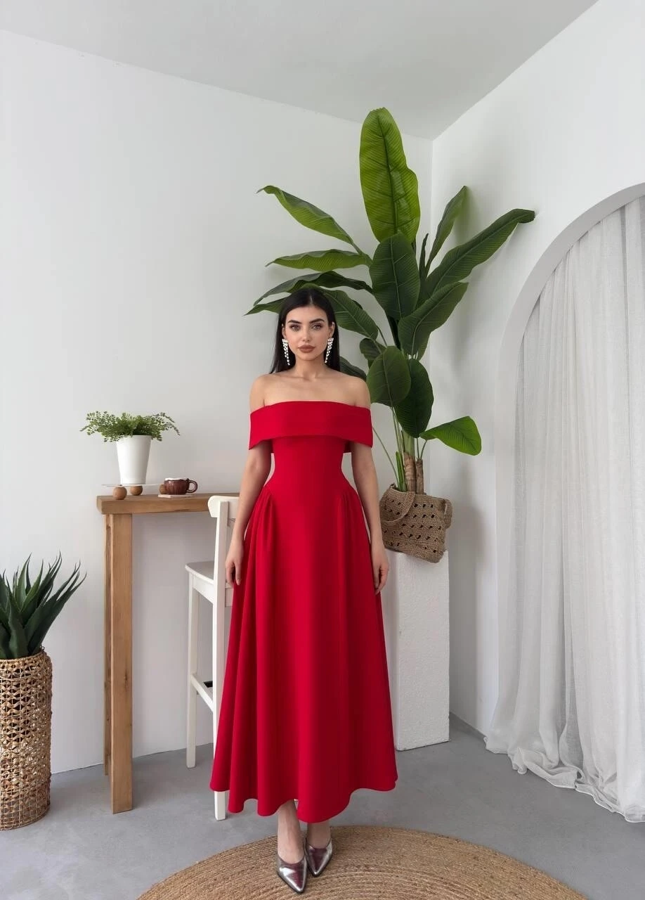 Stars Straplez Elbise Kırmızı