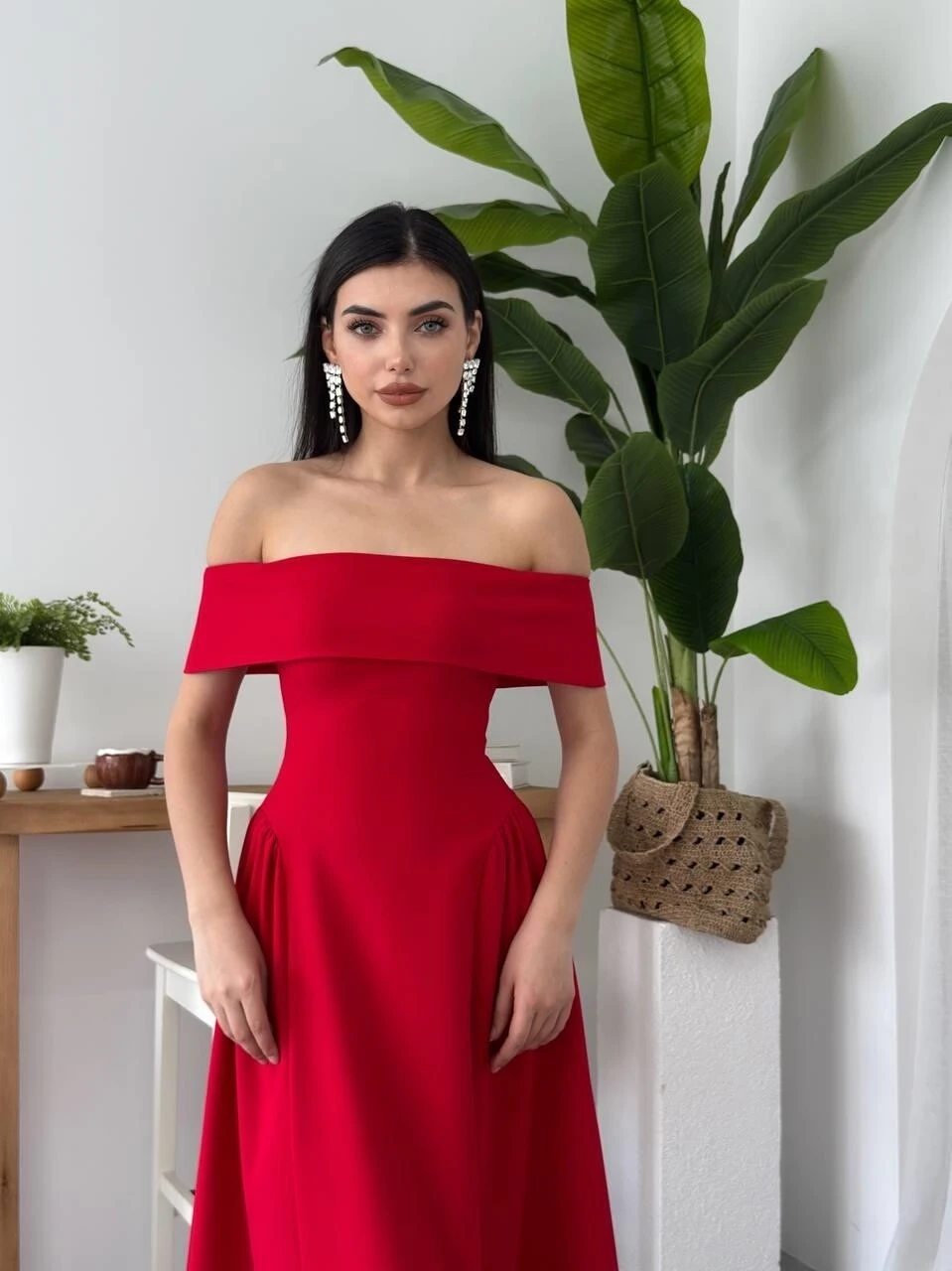 Stars Straplez Elbise Kırmızı