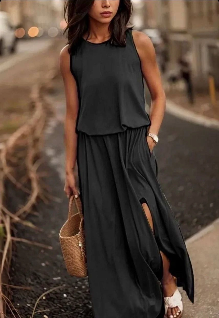 Süprem Kumaş Beli Lastikli Elbise