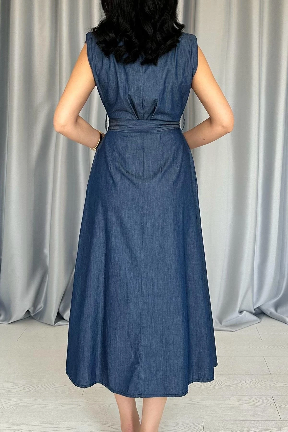 Tencel Kumaş Çıtçıtlı Gömlek Elbise