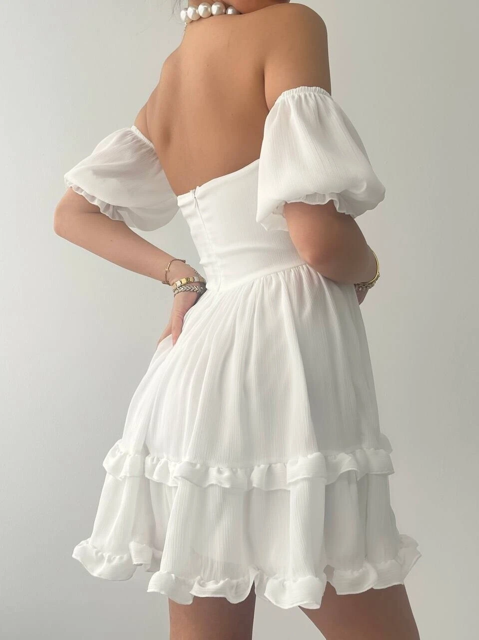 Vingo Mini Elbise Beyaz