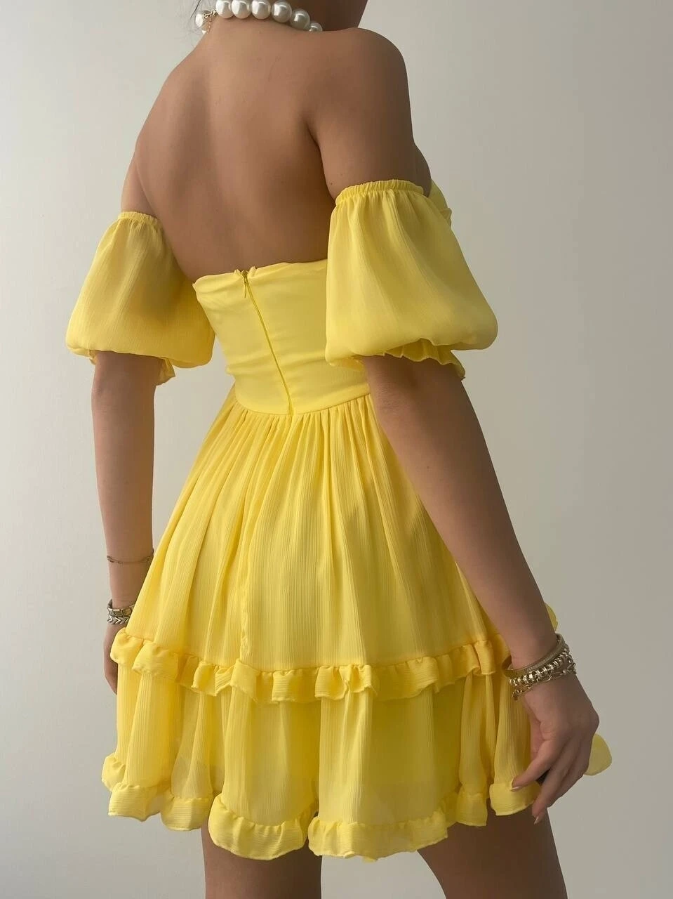 Vingo Mini Elbise Sarı