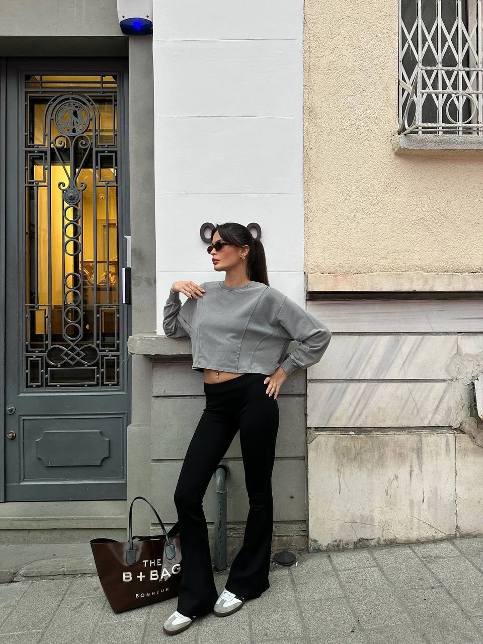 Yıkamalı Modal Crop Sweatshirt