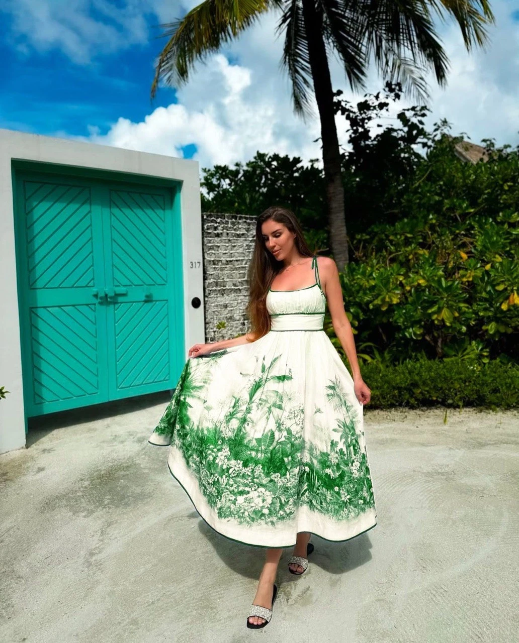 Zimmerman Desenli Keten Elbise