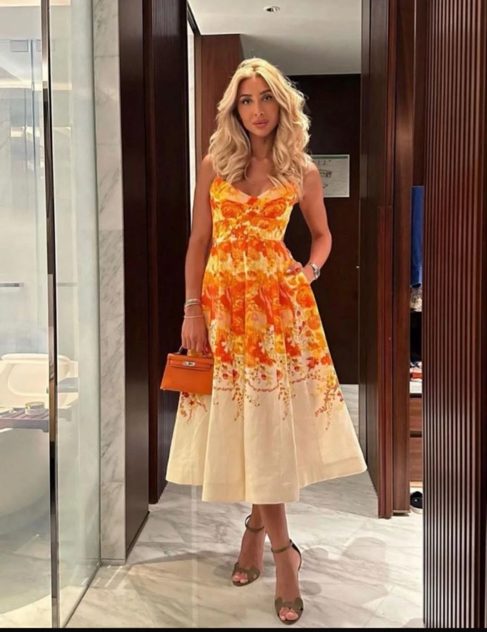 Zimmerman Model Keten Elbise Turuncu