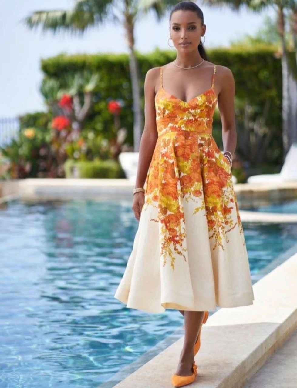 Zimmerman Model Keten Elbise Turuncu