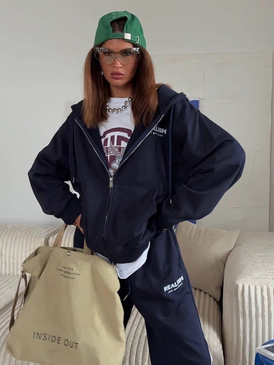 3 İplik Tasarım Oversize Fermuarlı Takım