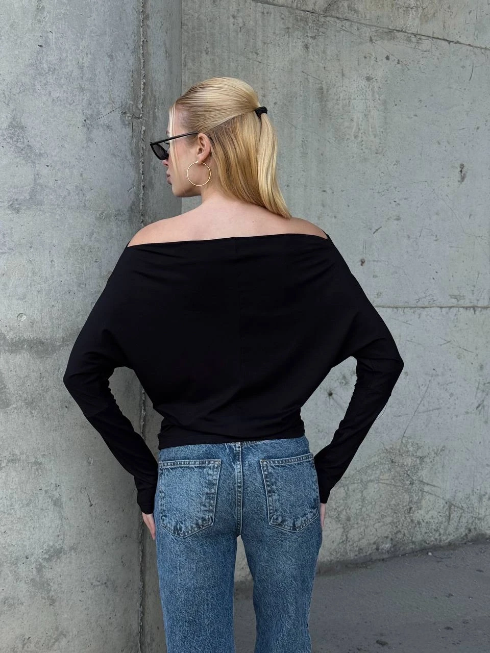 Asimetrik Detay Uzun Kol Bluz