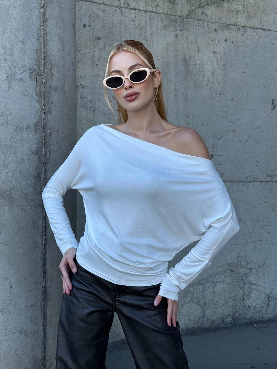 Asimetrik Detay Uzun Kol Bluz