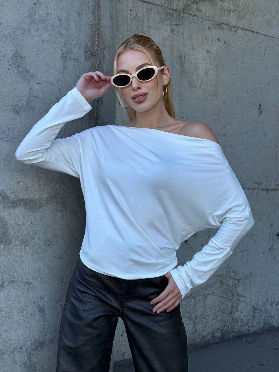 Asimetrik Detay Uzun Kol Bluz