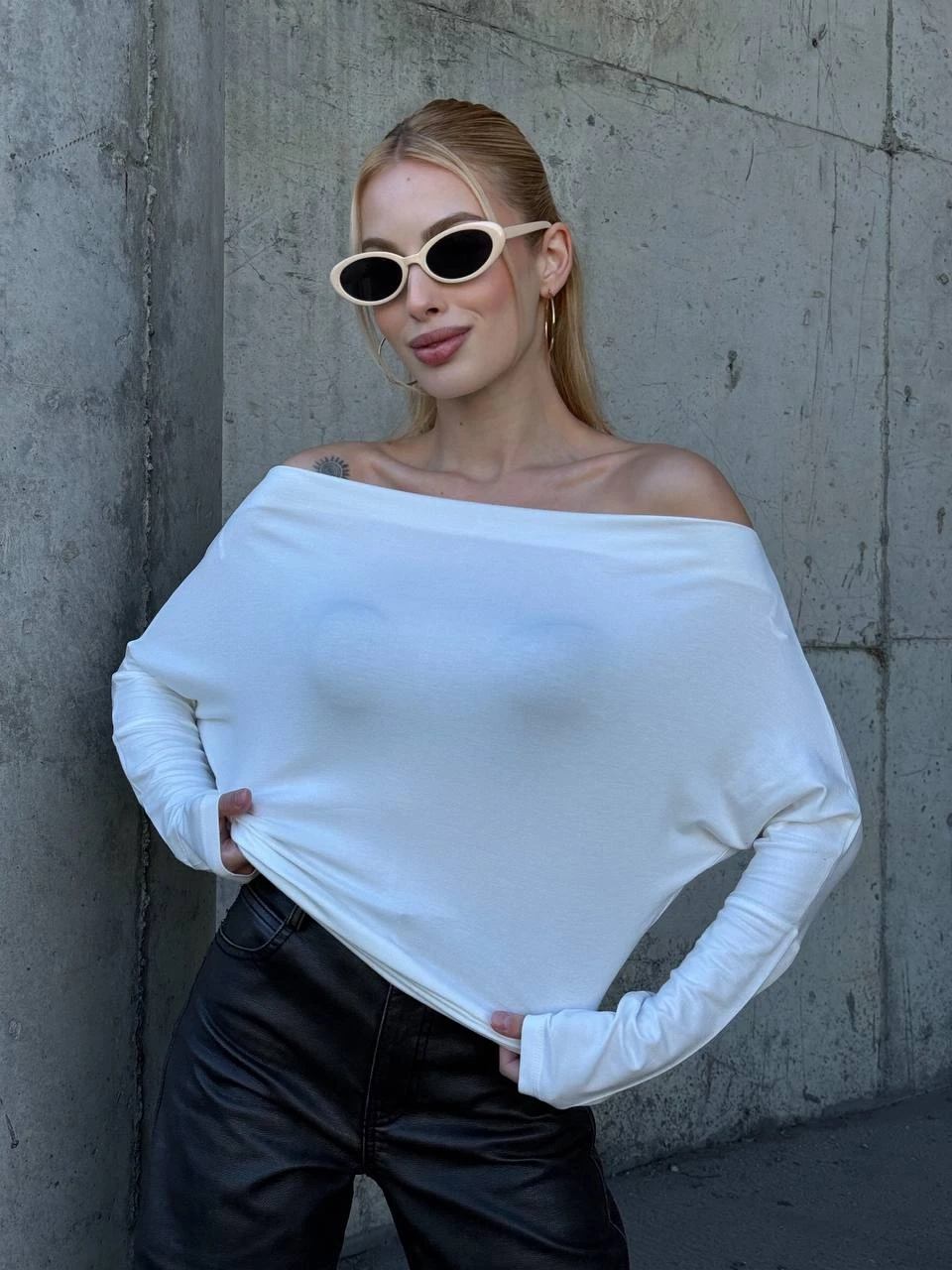 Asimetrik Detay Uzun Kol Bluz