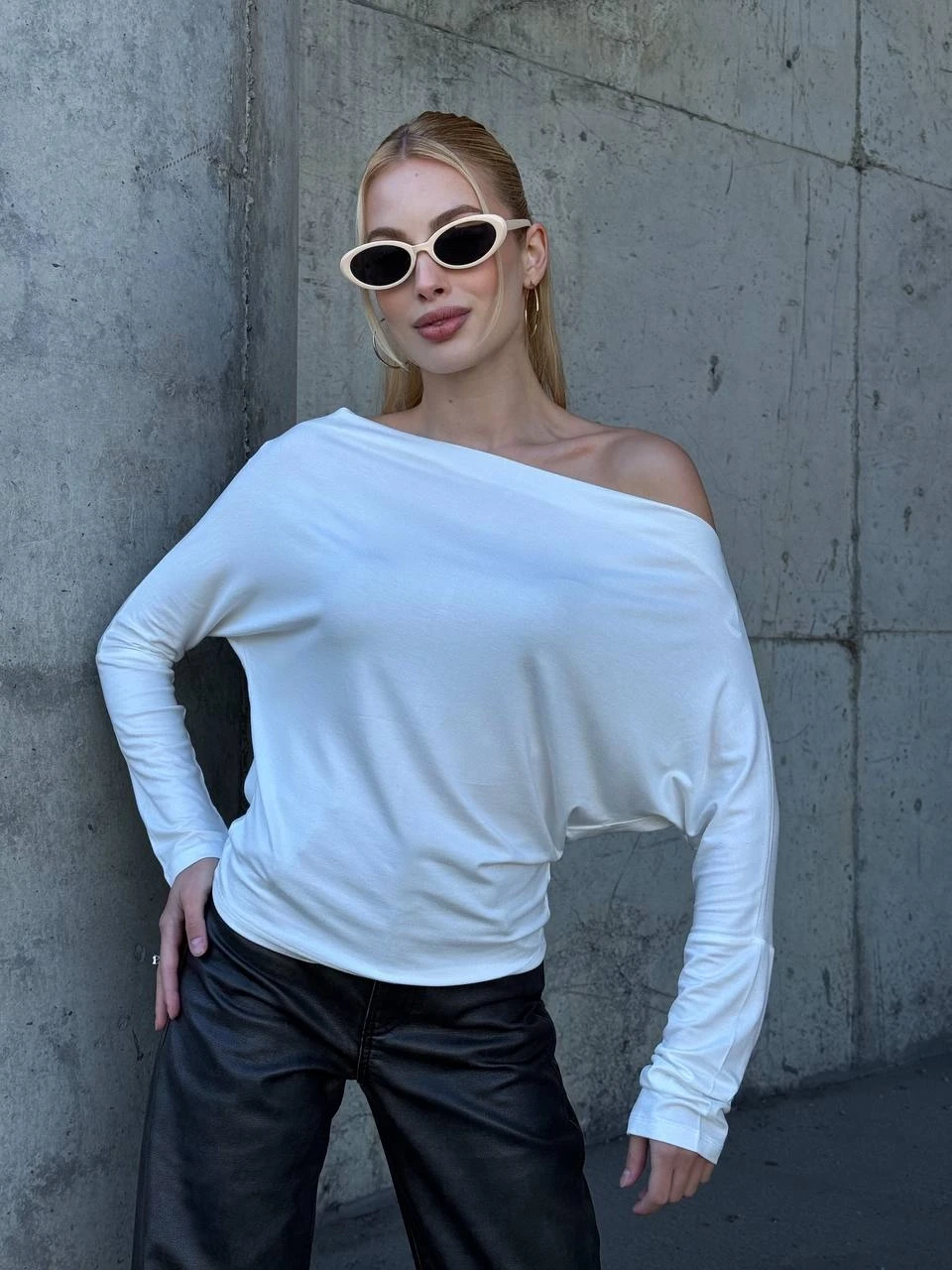 Asimetrik Detay Uzun Kol Bluz