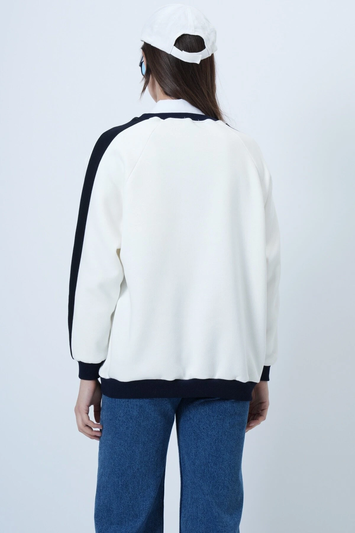 Bisiklet Yaka 3 İplik Oversize Baskılı Sweatshirt