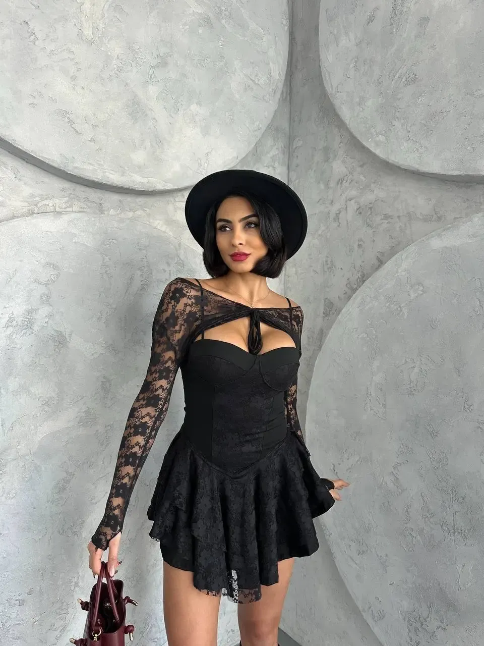 Bolero Detay İçi Şortlu Mini Elbise Siyah