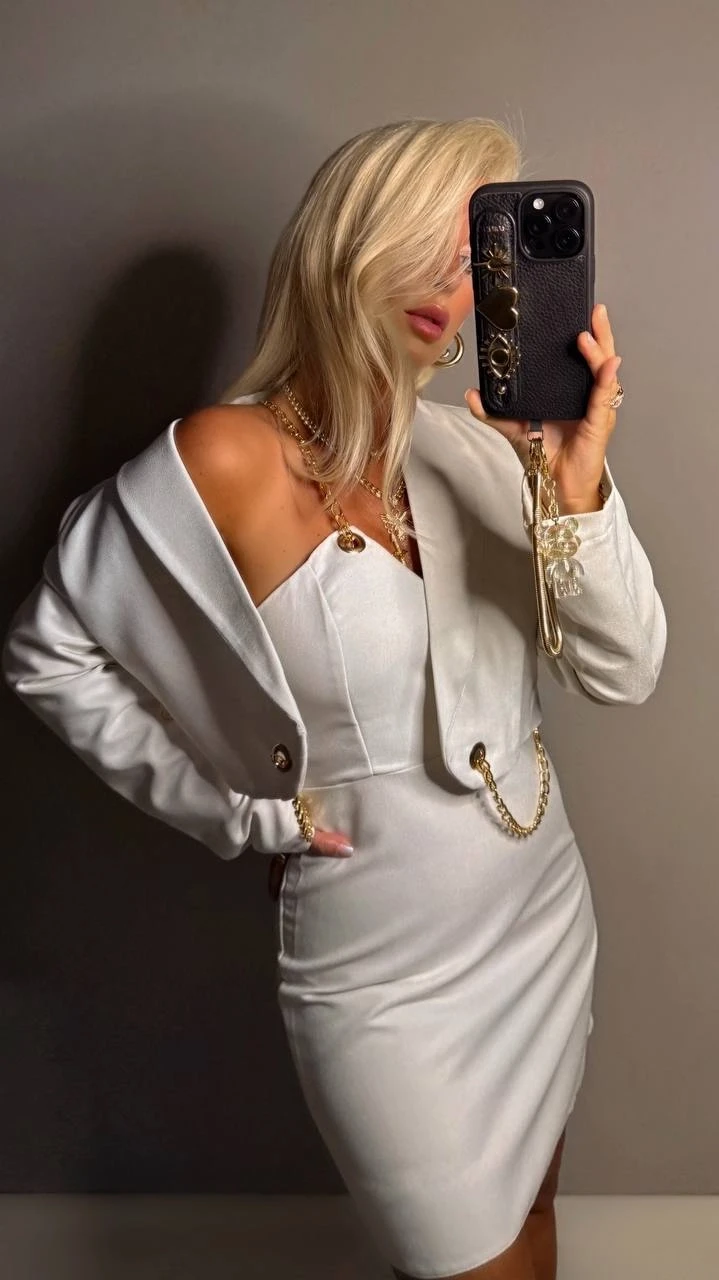 Ceketli Tasarım Elbise Takım