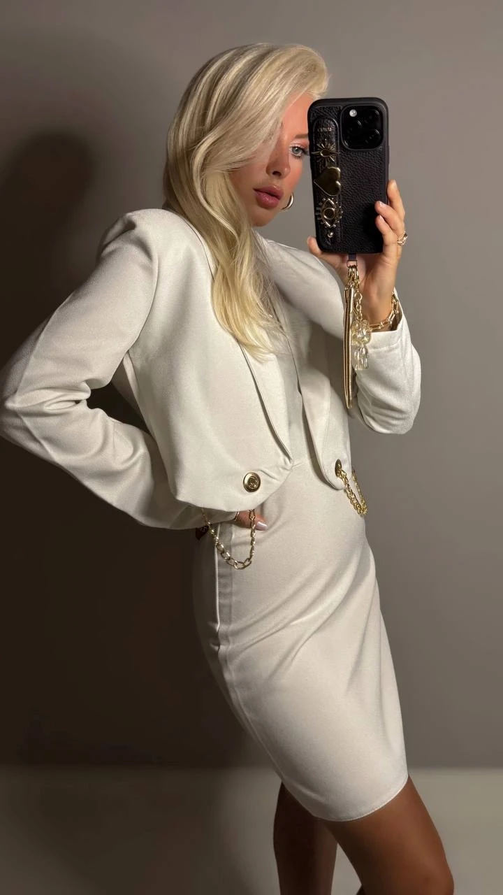 Ceketli Tasarım Elbise Takım