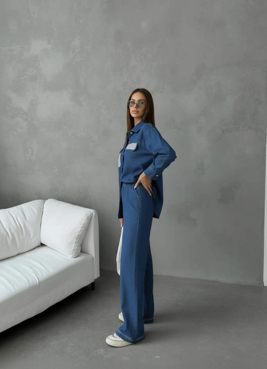 Cep Taş Detay Kot Alt Üst Takım