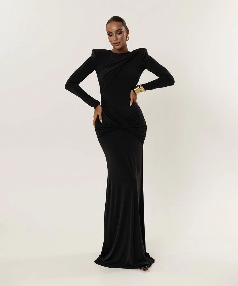 Full Likralı Modal Kumaş Sırt Dekolteli Maxi Elbise