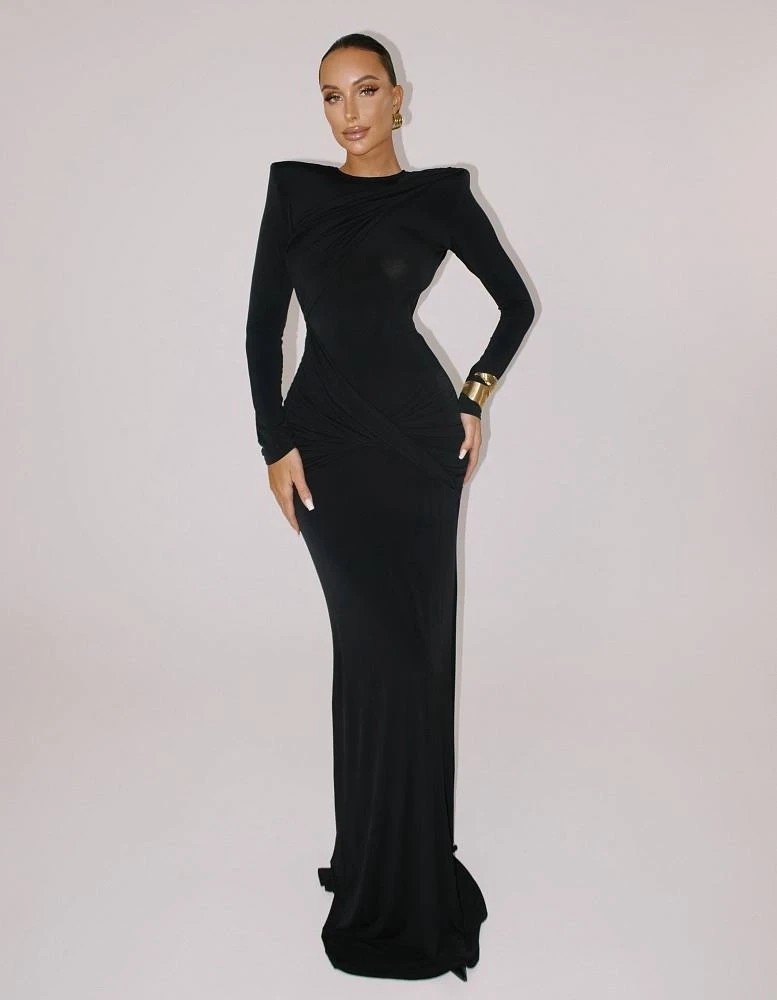 Full Likralı Modal Kumaş Sırt Dekolteli Maxi Elbise